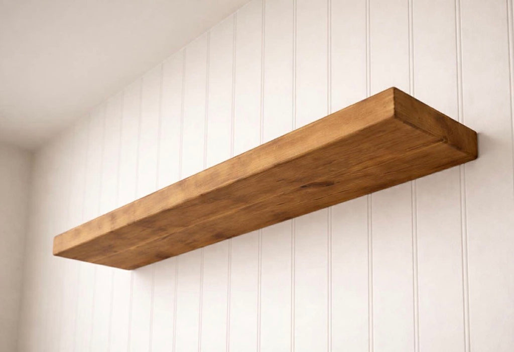 Solid rustic shelves with brackets