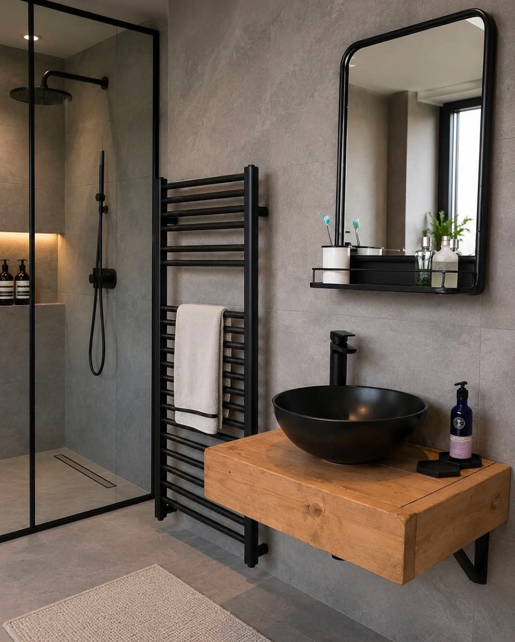 The Floating beam washstand with brackets
