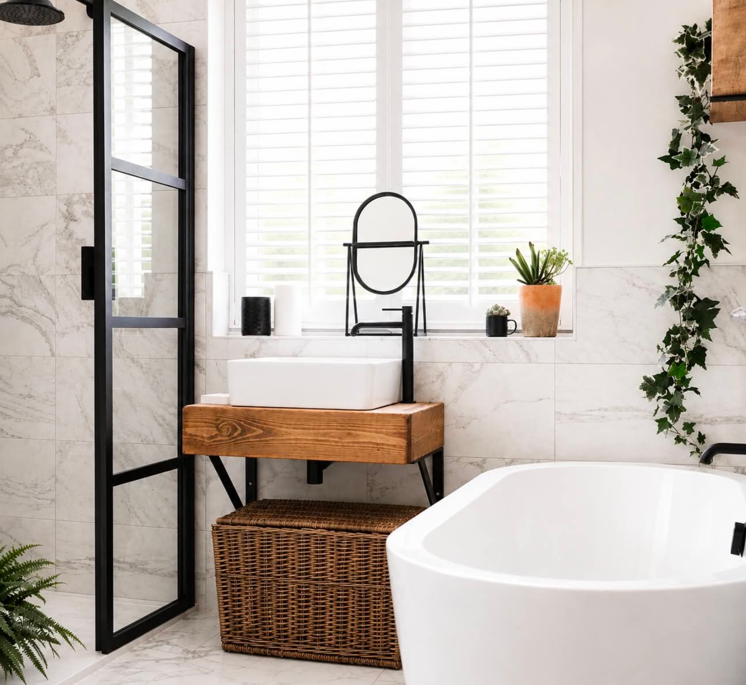 The Floating beam washstand with brackets