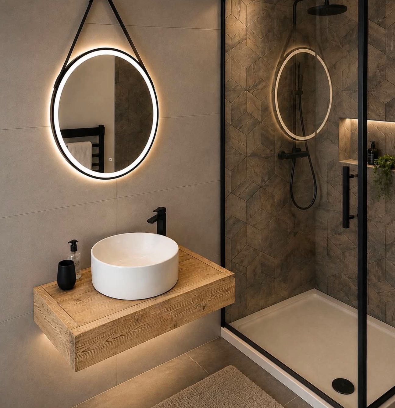 The Floating beam washstand with brackets
